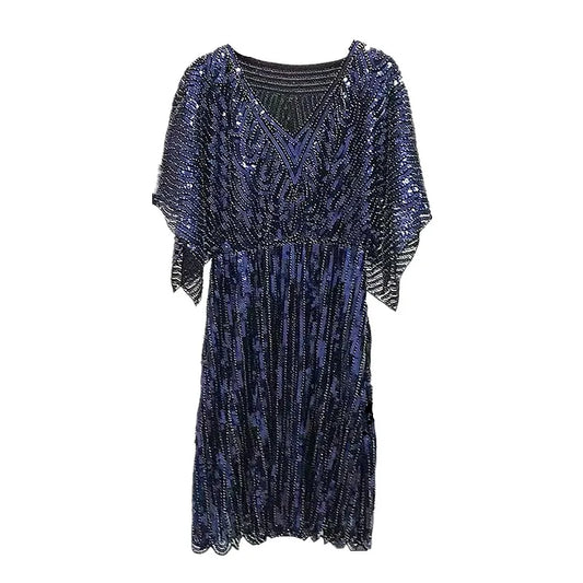 Pailletten-Kleid mit V-Ausschnitt