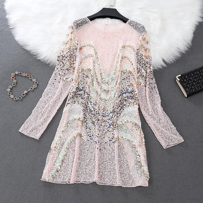 Transparente Pailletten-Kleid