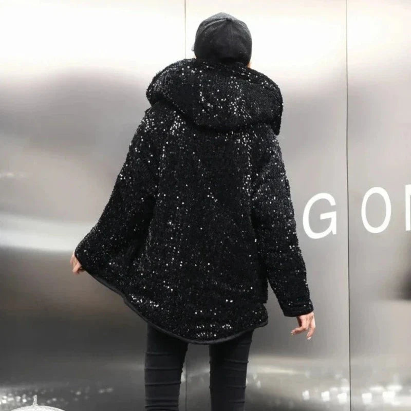 Pailletten-Naquardparka-Jacke
