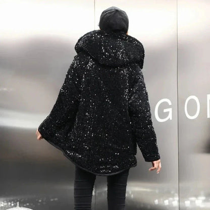 Pailletten-Naquardparka-Jacke