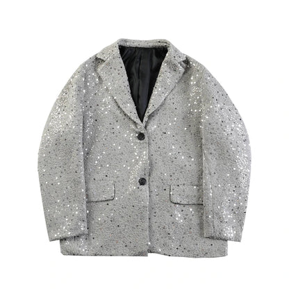 Herren Pailletten Blazer Jacke