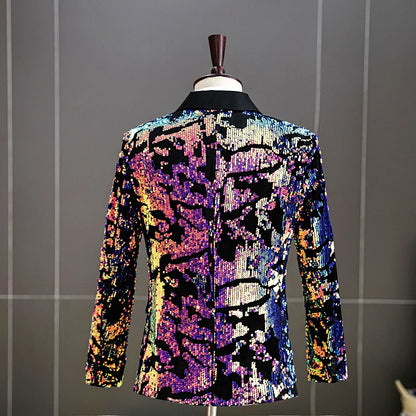 Herren-Paillettenanzugjacke in bunten Farben