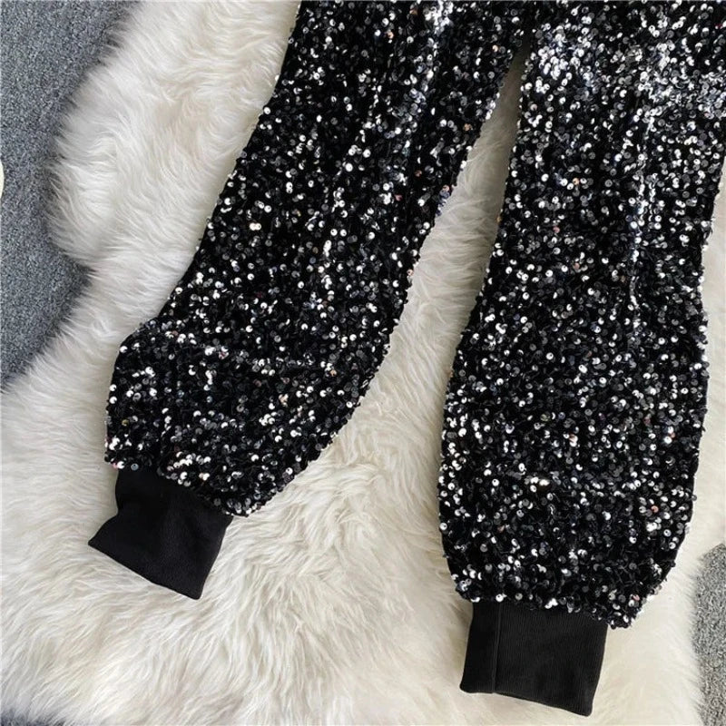 Pailletten-Jeans aus Samt