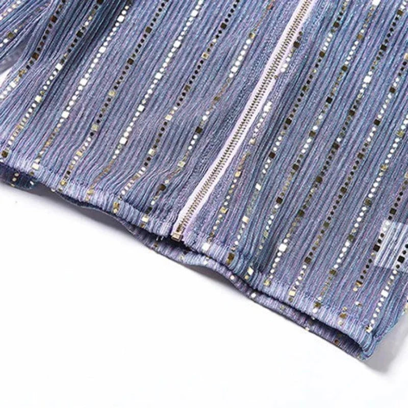 Top Pailletten Violett Reißverschluss