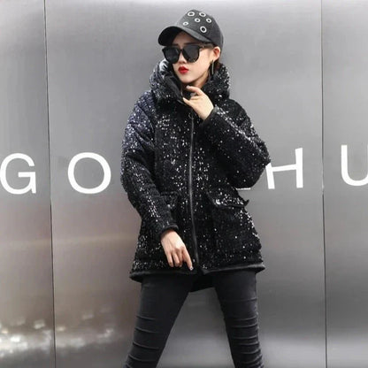 Pailletten-Naquardparka-Jacke