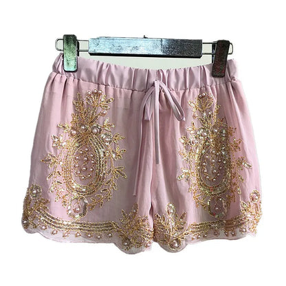 Kurze Pailletten mit Perlen für Damen