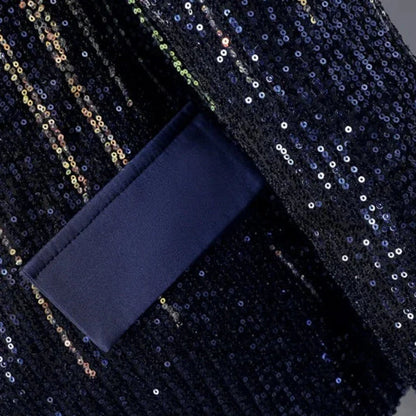 Herren Pailletten Kostüm Blau