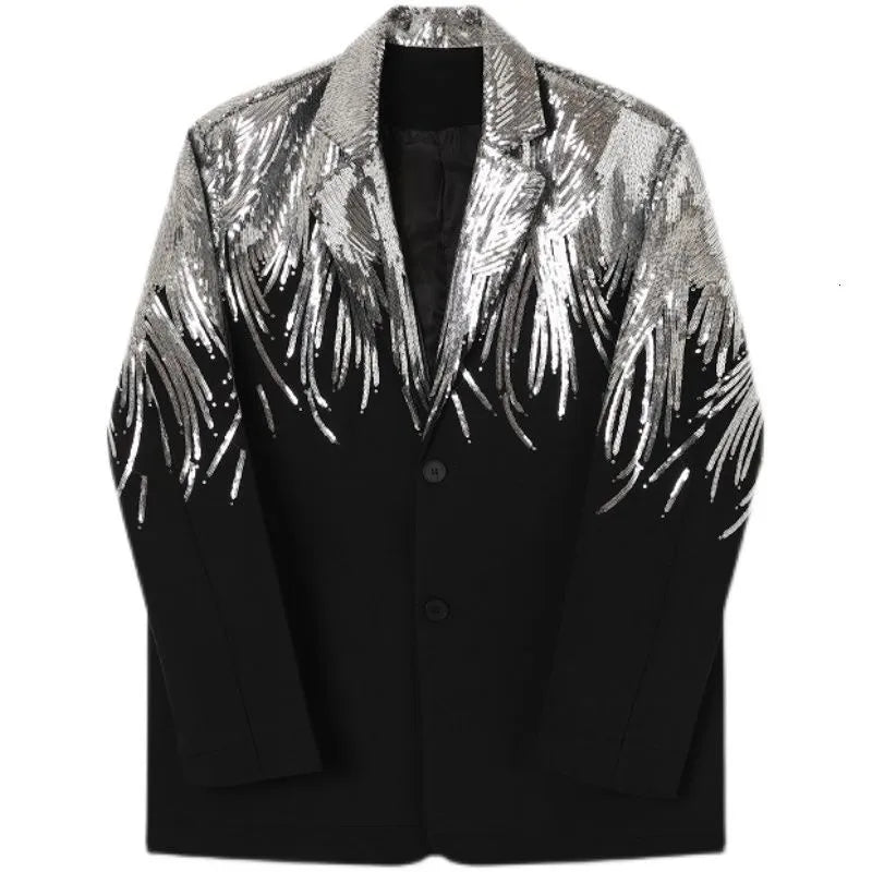 Blazer Jacke mit Pailletten und Feder-Optik für Männer
