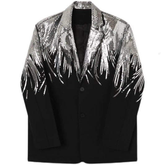 Blazer Jacke mit Pailletten und Feder-Optik für Männer