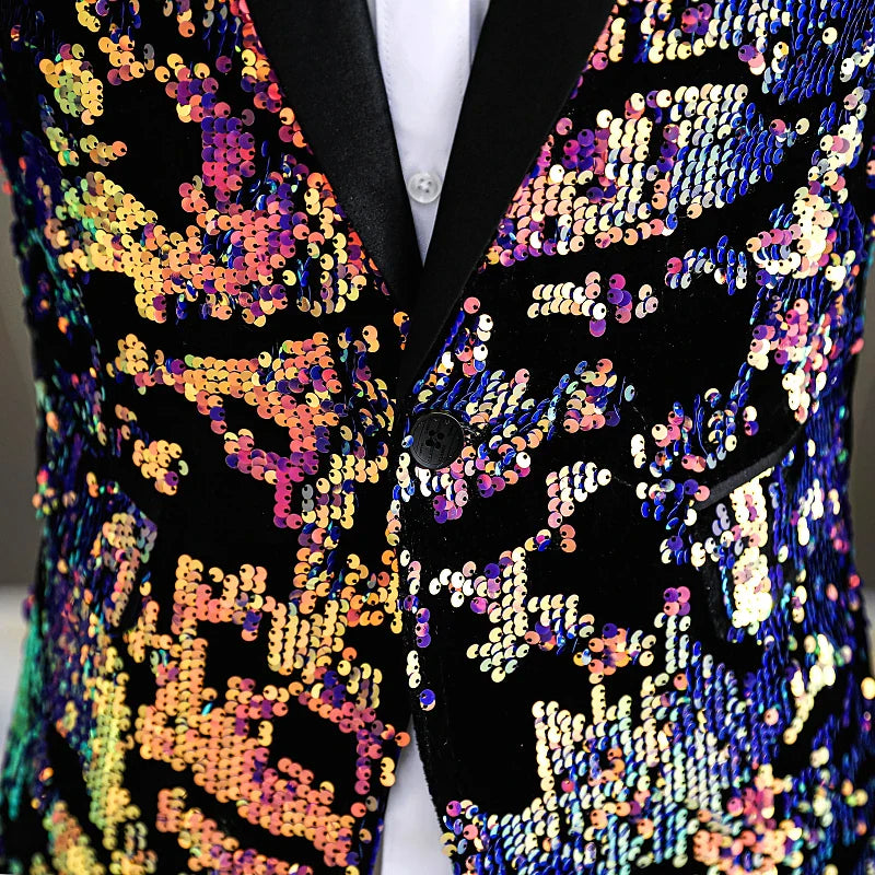 Herren-Paillettenanzugjacke in bunten Farben