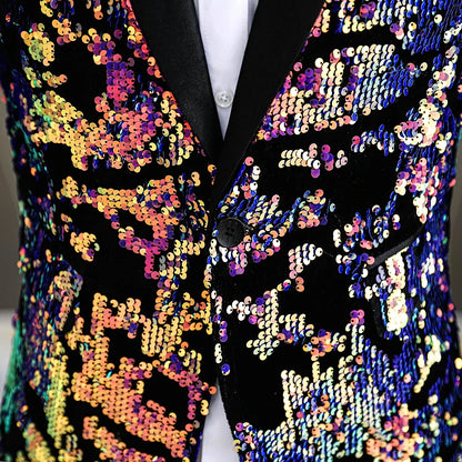 Herren-Paillettenanzugjacke in bunten Farben