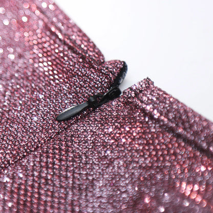 Pailletten Abendkleid mit V-Ausschnitt
