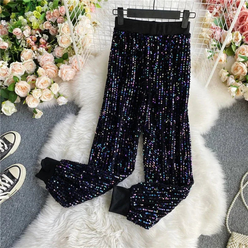 Pailletten-Jeans aus Samt