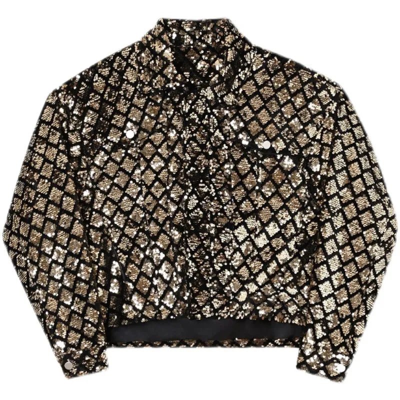 Herren Paillettenjacke Gold