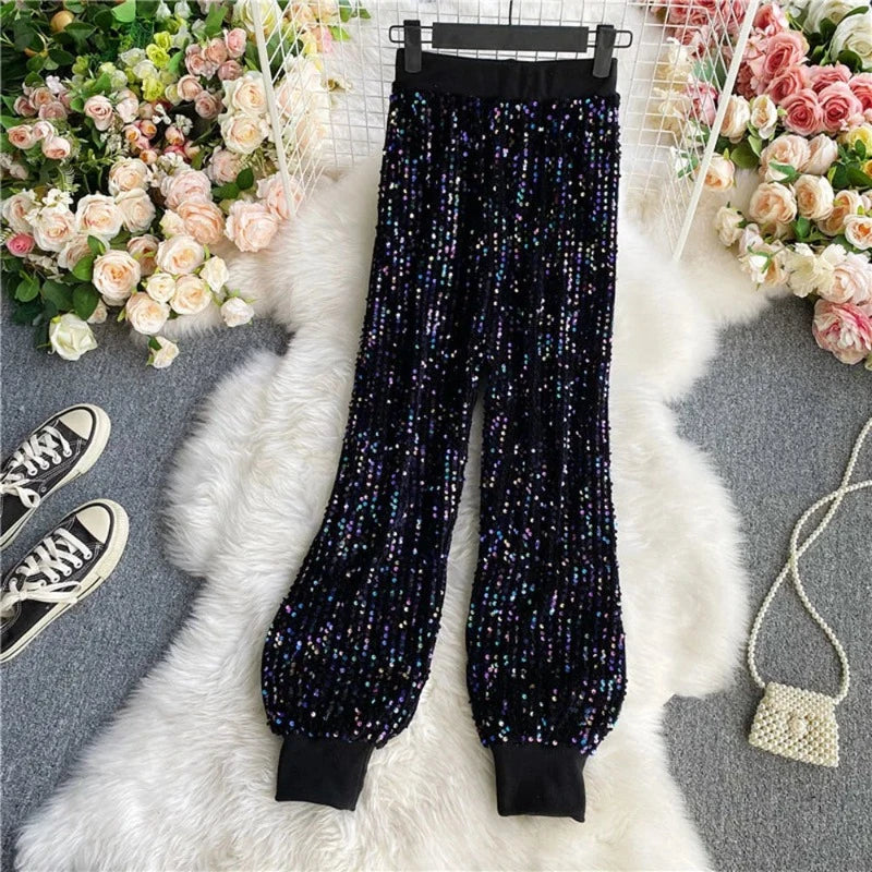 Pailletten-Jeans aus Samt