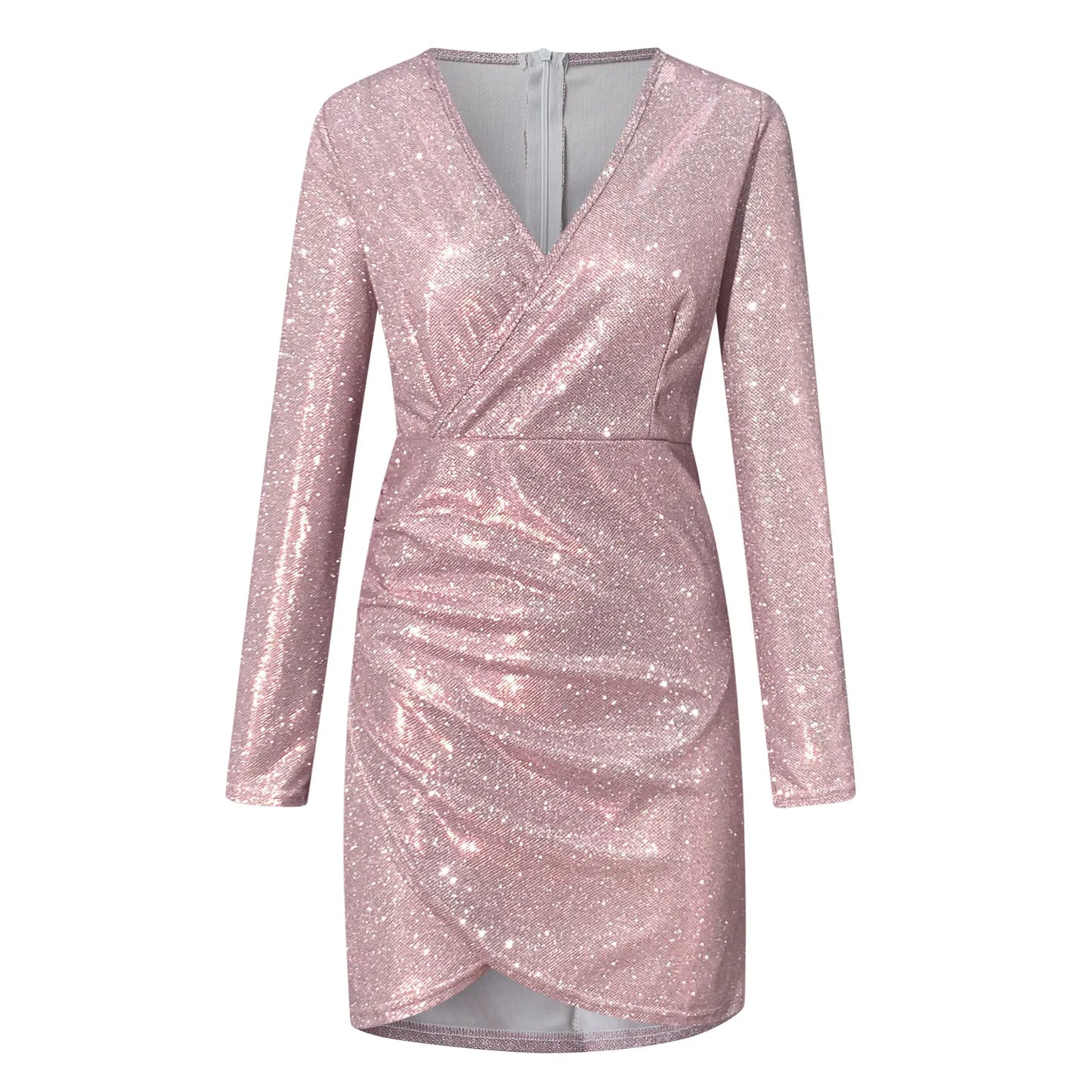 Pailletten Abendkleid mit V-Ausschnitt