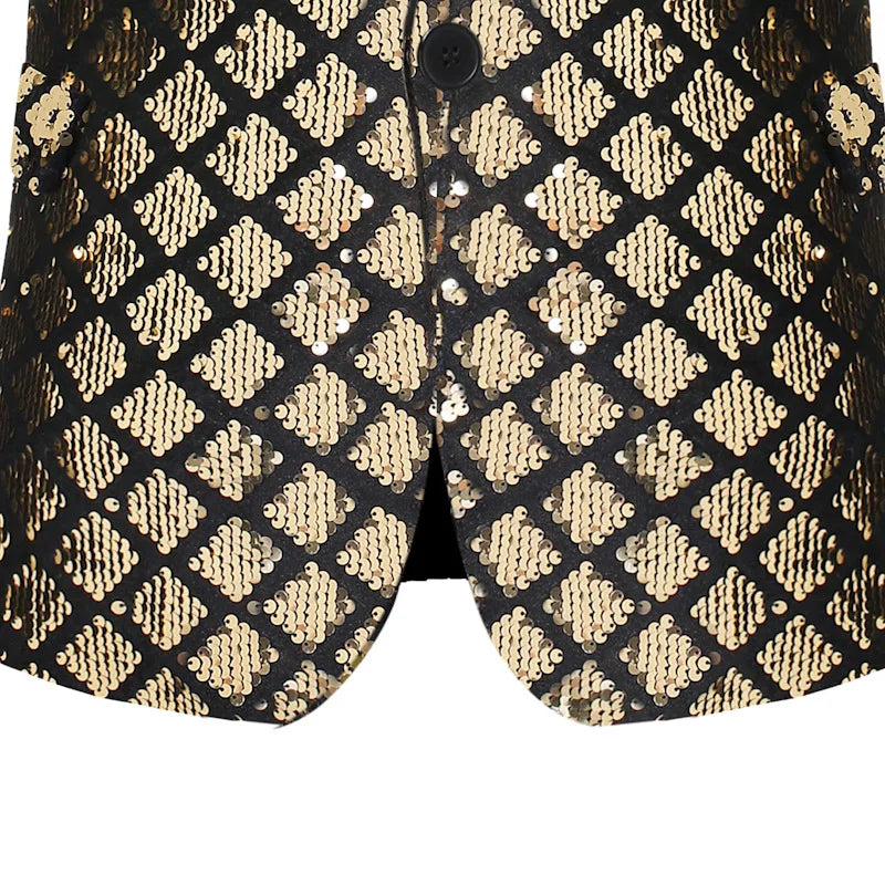 Herren Pailletten Kostüm Damier