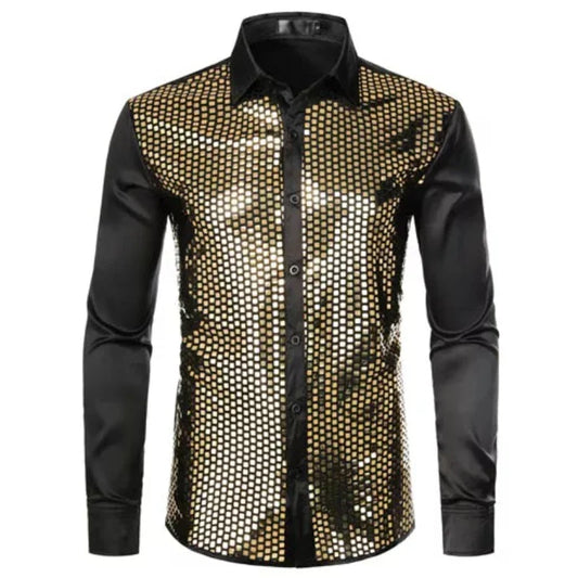 Herrenkleid mit goldenen Quadratischen Pailletten