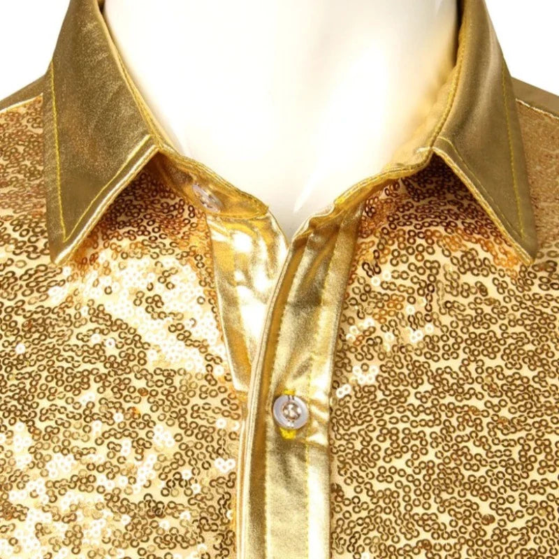 Männer Pailletten-Hemd in Gold