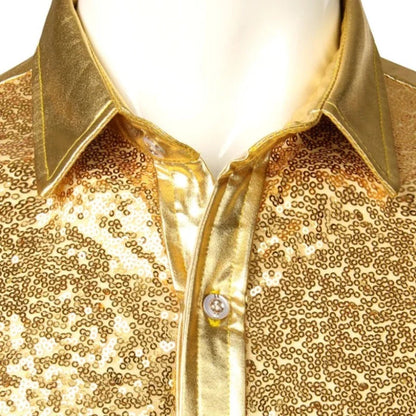 Männer Pailletten-Hemd in Gold