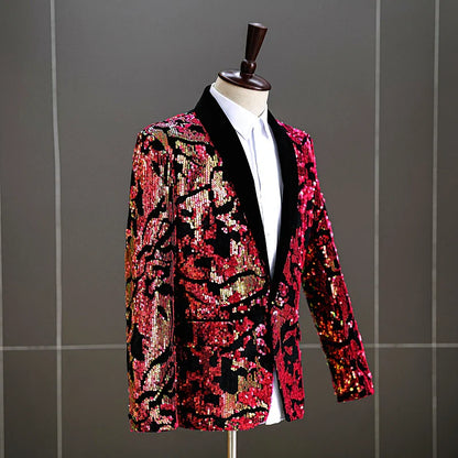 Herren-Paillettenanzugjacke in bunten Farben