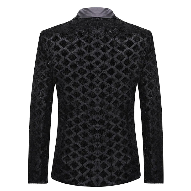 Herren Pailletten Kostüm Damier