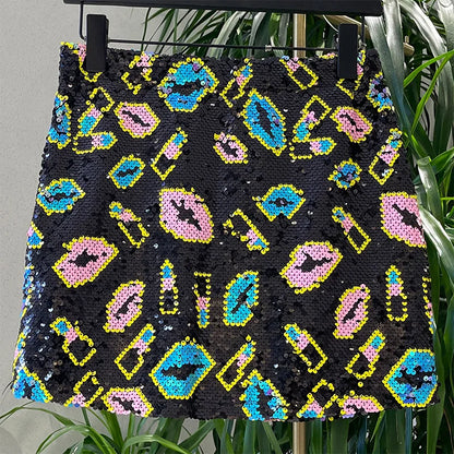 Paillettenrock mit Munddesign
