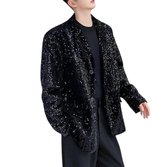 Schwarze Paillettenjacke für Herren