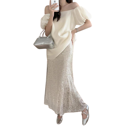 Langer Paillettenkleid