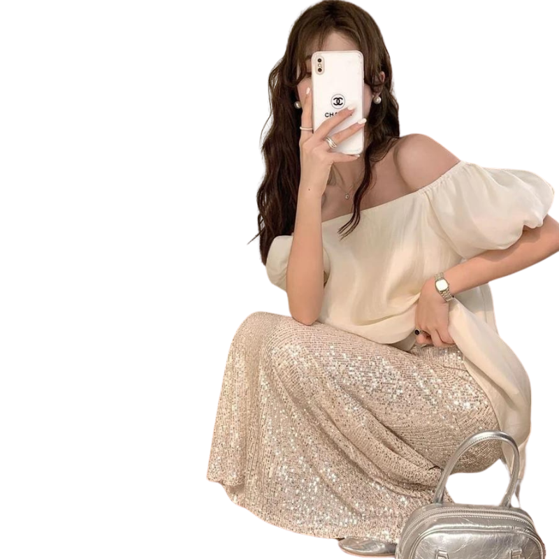 Langer Paillettenkleid