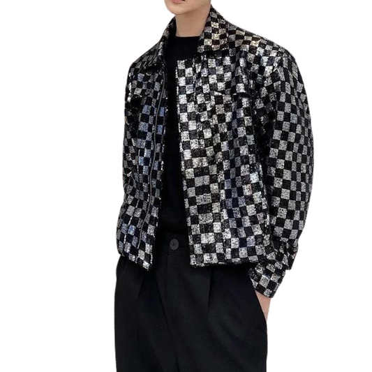 Herren Paillettenjacke Damier