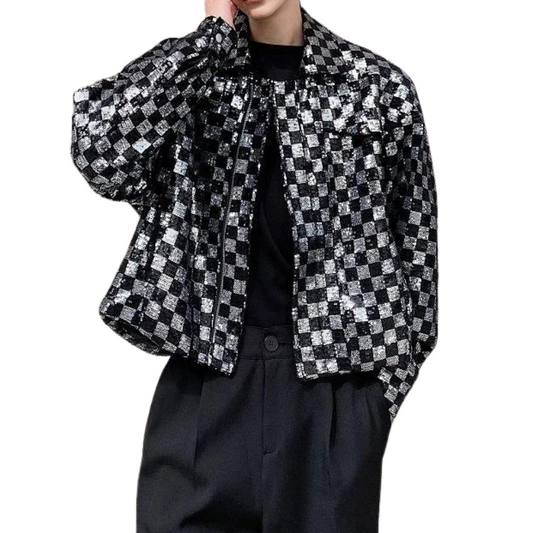 Herren Paillettenjacke Damier