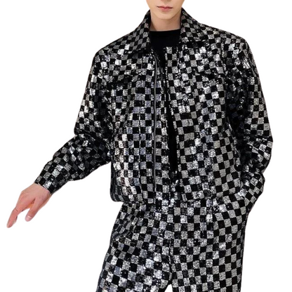 Herren Paillettenjacke Damier
