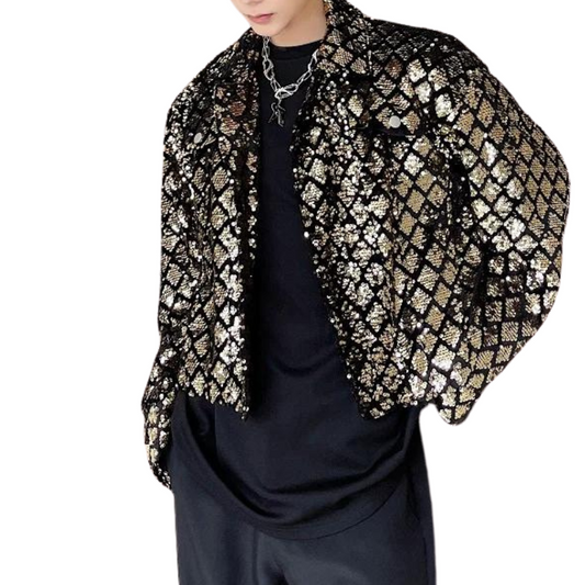 Herren Paillettenjacke Gold