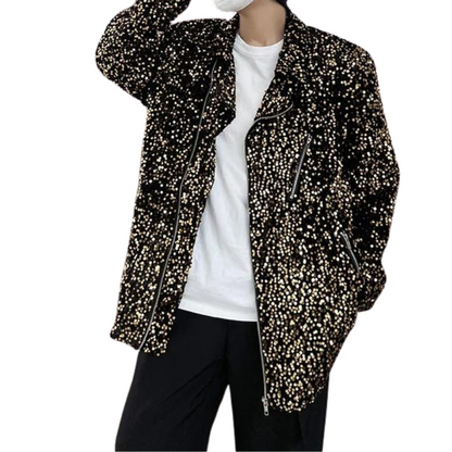 Herren Pailletten Jacke mit Reißverschluss