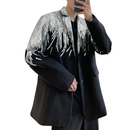 Blazer Jacke mit Pailletten und Feder-Optik für Männer