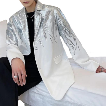 Blazer Jacke mit Pailletten und Feder-Optik für Männer