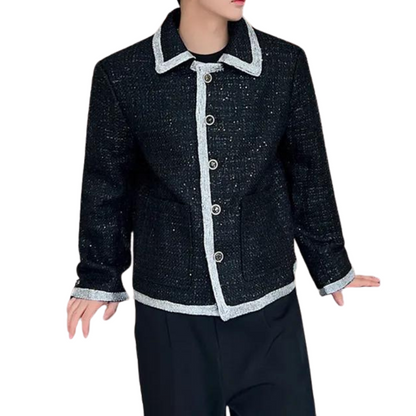 Herren Paillettenjacke mit Silberrand