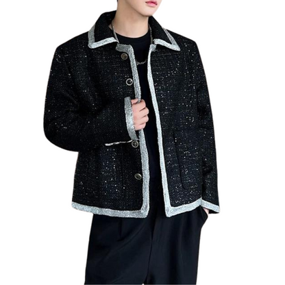 Herren Paillettenjacke mit Silberrand