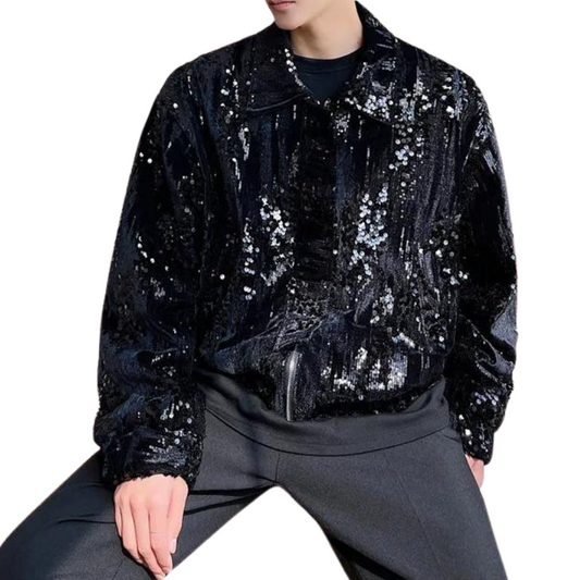 Schwarze Pailleten Herren Jacke