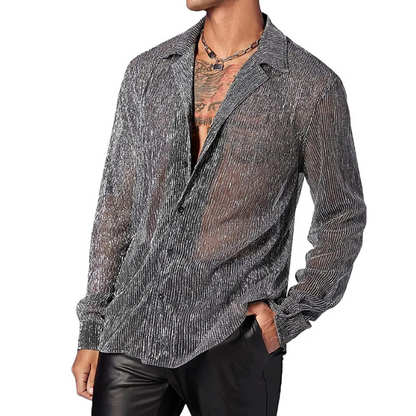 Transparente Pailletten Herren Hemd