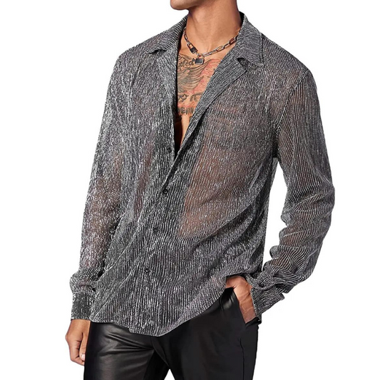 Transparente Pailletten Herren Hemd