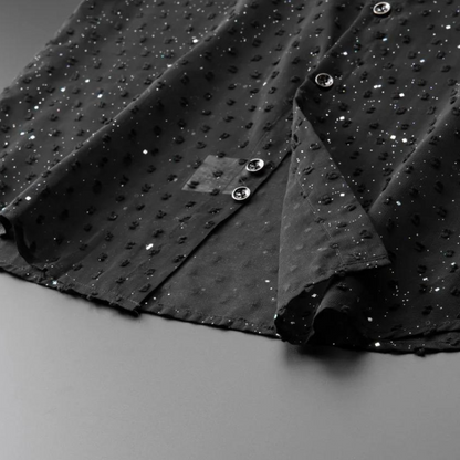 Damenhemd mit Pailletten Transparent Schwarz