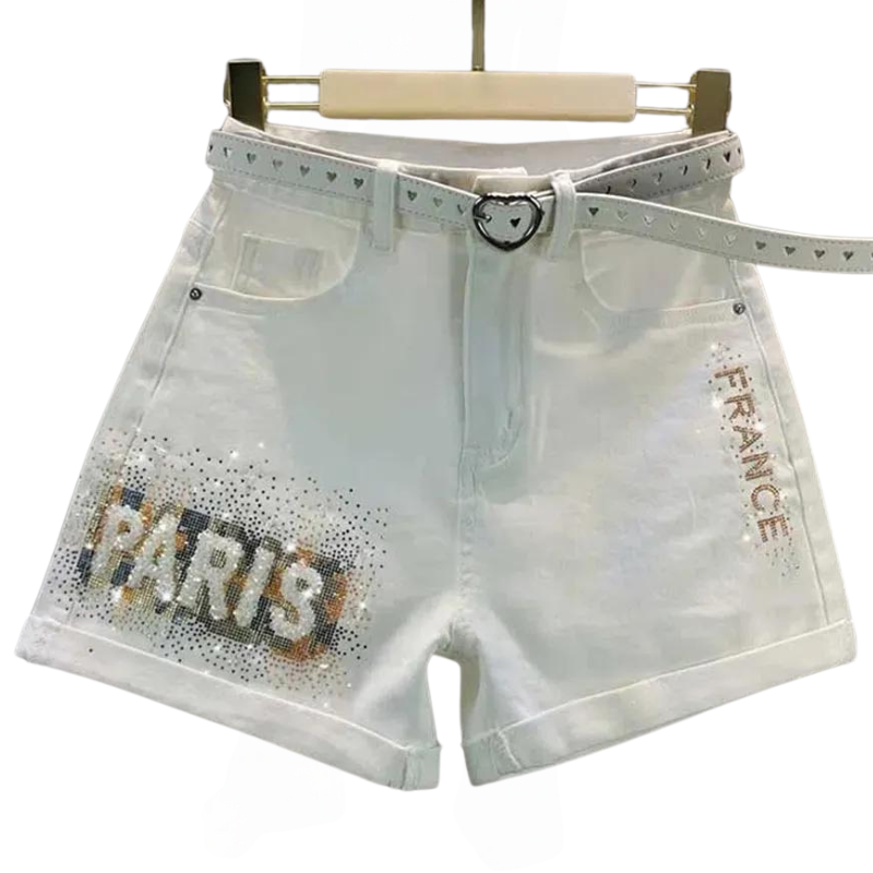 Short Jean Strass Blanc Paris