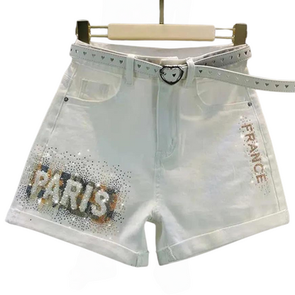Short Jean Strass Blanc Paris