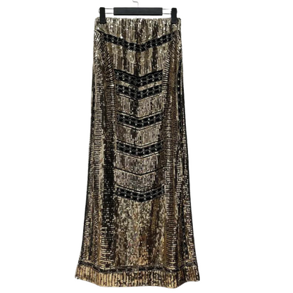 Lange Paillettenkleid in Gold