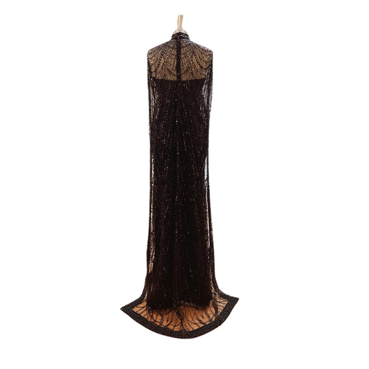 Abendkleid mit Pailletten und Perlen