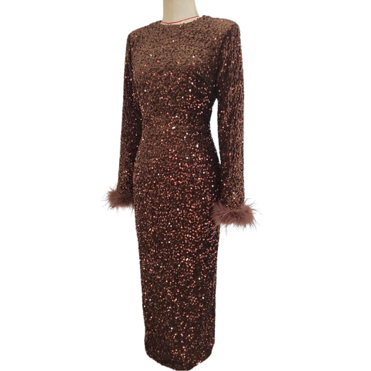 paillettenkleid mit federarmen