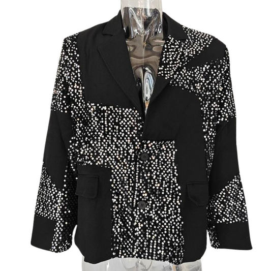 Anzugjacke in Schwarz mit Pailletten
