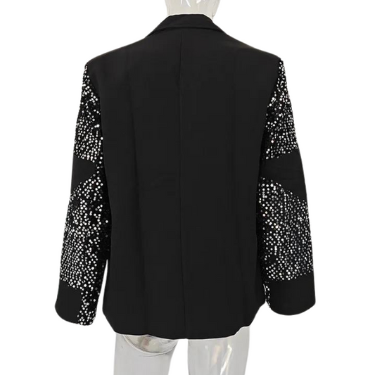 Anzugjacke in Schwarz mit Pailletten
